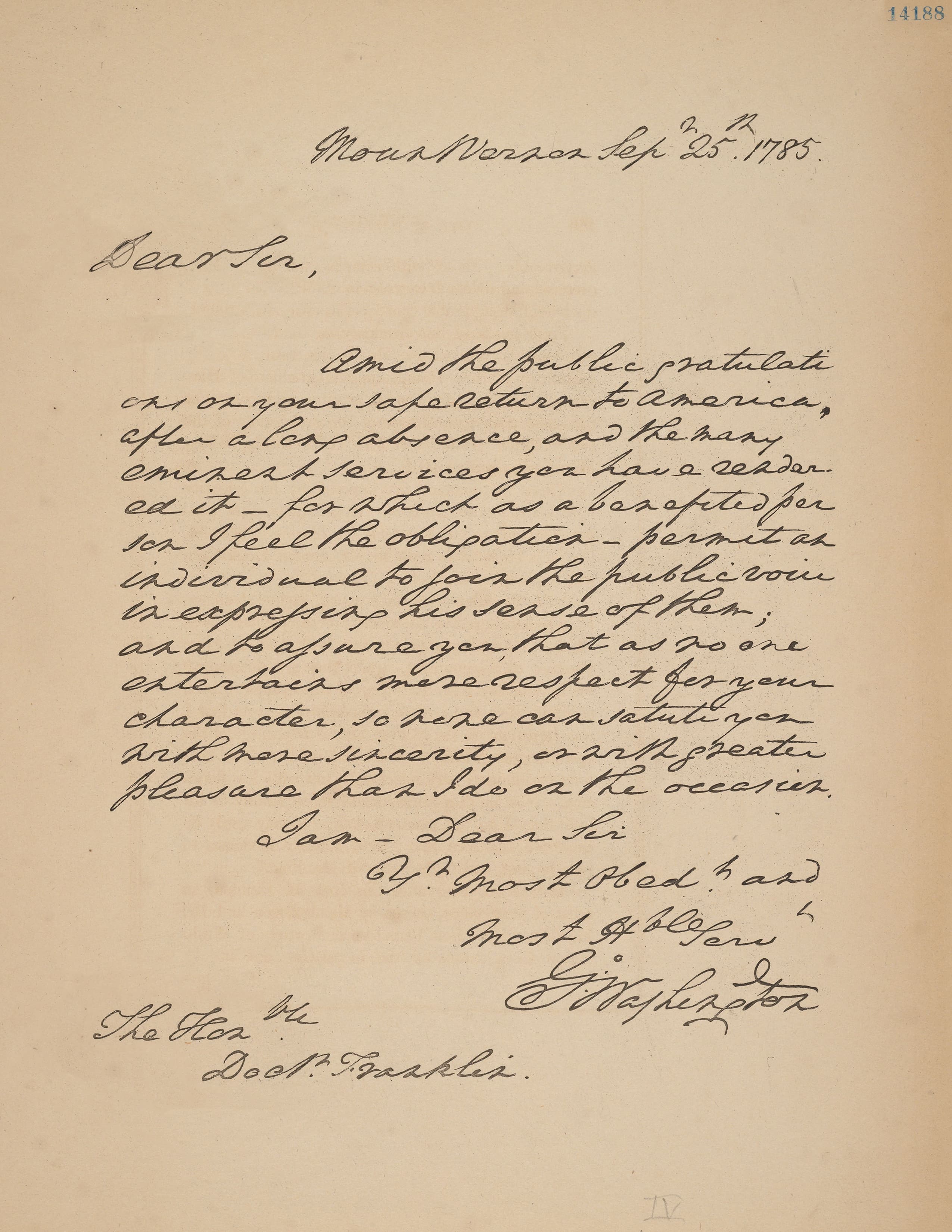 Benjamin Franklin Letter